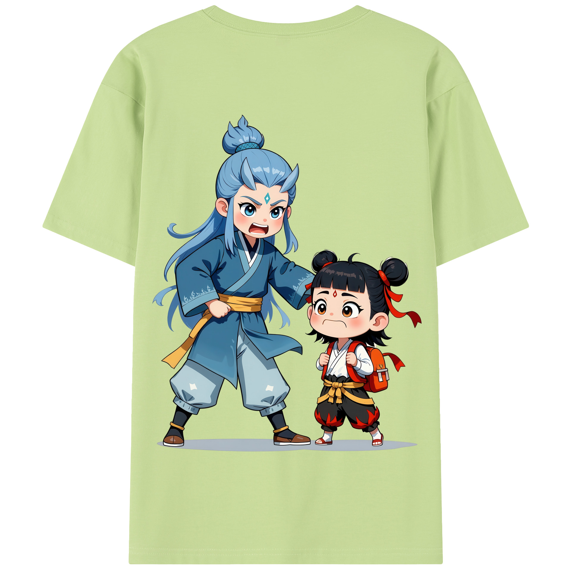 （画像用） Ne Zha 2 ナタ 魔童の大暴れ 綿100％半袖Tシャツ（背面プリント）